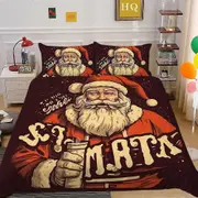 v2782 Bed Sheets Christmas Tree Snow Gifts Kids Santa Claus Duvet Cover Set Bed Linen Bed Sheets IU2782