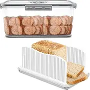 [RdjEokf] Bread Box and Bread Slicer Set Portable Toast Slicer Airtight Bread Storage Container with Time Recording and Lid with Lid Airtight Bread Storage Container for Homemade Bread Bagel Toast