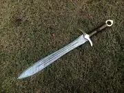 26" Damascus Steel Blade Gladiator Roman Sword Gladius Rose Wood Leather Sheath
