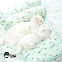 在飛比找樂天市場購物網優惠-一織貓 貓咪狗狗寵物冰絲涼墊帶枕頭 降溫涼席涼墊貓窩狗窩毯子