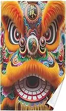 RPLIFE Cantonese Lion Dance Tiger's Head Face Towels for Bathroom, 16x28 Inches Decorative Towels, Luxury Large Towl with Loop