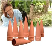 RoseFlower 8 Pack Plant Watering Stakes, Clay Cone Self-Watering Spike, Holiday Terracotta Self Watering Plant Dispenser with Free Garden Tools for Indoor & Outdoor Home Office Garden #1