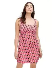 DVF 90's Shift Pink Modern Geo Mini Dress Size 00 New