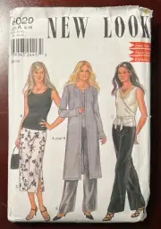 New Look #6029 Misses 6-16 Tank Top, Wrap Top, Knit Coat, Skirt, Pants UNCUT FF
