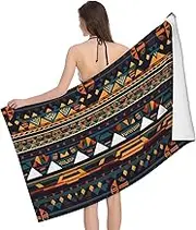 YANYU African Ethnic Pattern Print Large 52 x 32 in Bath Towel Highly Absorbent Quick Dry Versatile Bathroom Towel
