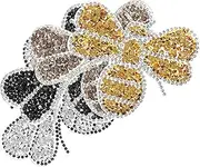 Healvian 4pcs Bee Rhinestone Iron Patches Durable Glitter Patches for Fashionable DIY Decoration Clothes Shoes Bags Easy Application with Heat Activated Adhesive
