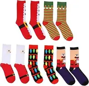 LABRIMP 5 Pairs Christmas Socks Christmas Stockings Christmas Warm Socks Hose Christmas Stocking Fillers Graduated Knee High Stockings Athletic Stockings Man Running Cotton Sports Socks