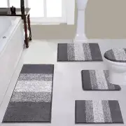 5 Piece Bathroom Rugs Set, Non Slip Shaggy Microfiber Plush Absorbent Washabl...