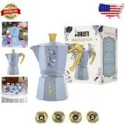 Cerulean Moka Express: Bridgerton 6 oz Espresso Maker with Floral Design