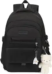 PRLINJSK Girls Backpack for College High Middle School Student, Cute Aesthetic Bookbag for Teens Women with Accessories