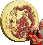 2024 Dragon Year Coin | 2024 Festival Mascot Double-Sided Coin - Home Decors for Ornaments for Computer Desk, Bookshelf, Tea Table, Showcase, Bedroom Zankie