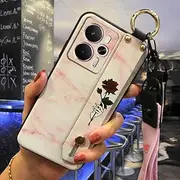Phone Case Compatible with Realme 14 5G Global, Phone Holder Ring Wrist Strap Wristband Durable Dirt-Resistant Back Cover Shockproof Lanyard