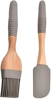 Happyyami Baking Tool Set Silicone Wooden Handle Oil Brush Baking Scraper Comfortable to Maintain