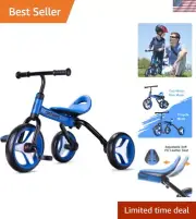 4 in 1 Tricycle for Toddlers Age 2-5, Folding Toddler Bike Kids Trike Tricycl...