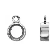 Platinum Round Bezel-Set Cabochone Dangle Mount Drop Charm Unset Setting Pendant