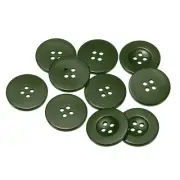 10pcs Resin Sewing Buttons 1" Round Flat 4-Hole Craft Buttons Dark Green
