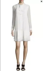 Diane Von Furstenberg Waverly Silk Button-Front Shift Dress Ivory Sz 2 NWT