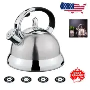Elegant 2.9 Qt Stainless Steel Tea Kettle with Whistle & Induction Compatibility