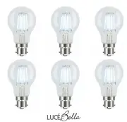 6 x Luce Bella 4W LED A60 Light Globes Bulbs Cool White 4000K B22 Bayonet