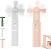 Tech Candy Easy Breezy Portable Fan, Rechargeable Personal Handheld Fan, Usb Rechargeable Mini Handheld Fans, Lightweight and Compact for Travel, Office (Pink-White)