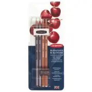 NEW Derwent 6pc Burnisher+Blender Pencils Set Colourless Sharpener Eraser Rubber