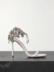 [Aquazzura] Aquazzura - Moonwalk 105 Crystal-embellished Satin Sandals - White - IT38 IT 38 White
