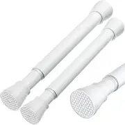 MEXAU 2 Pack White Tension Rod 16 To 26 Inch Short Tension Curtain Rod Adjustable Spring Curtain Rods No Drilling Extendable Small Spring Tension Rod For Closet Cupboard Bars Refrigerator