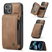 CaseMe Shockproof iPhone 13 mini Leather Case Cover Wallet Apple 2021 [Brown]