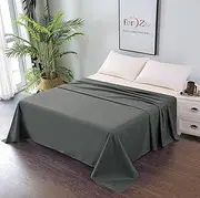 Elegant Comfort Premium Hotel Quality 1-Piece King Single Flat Sheet, Luxury and Softest 2000 Thread Count Bedding Flat Sheet (King Single,Dark Gary)