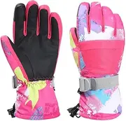 [7-Mi] Kids Ski Gloves, Winter Skiing Snowboard Waterproof Thermal Gloves For 4-6 Years Boys Girls