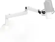 Elgato Wave Mic Arm LP White – Low Profile Swivel Boom, Hidden Cable Channels, All-Metal, Versatile Desk clamp, 1/4“-3/8“-5/8“ mic mounts, Studio, Broadcast, Streaming, Work from Home