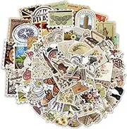 TuoYi 100 PCS Vintage Stickers, Waterproof Vinyl Bullet Junk Journal Stickers for Scrapbook Journaling Water Bottles Laptop Vintage Scrapbooking Supplies