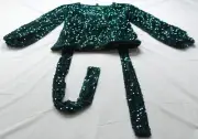 Boohoo Women's Plus Velvet Sequin Blouson Sleeve Smock AP2 Green Size 18 (US 14)