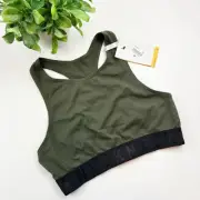 DKNY Sealess Litewear High Neck Solid Crop Bra Military/Black Size Small