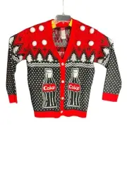 Coke Coca Cola Cardigan Sweater Polar Bears Coke Bottles The Real Thing Medium