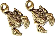 [BELLIFFY] 2x Unique Diy Scorpion Decor Small Brass Hanging Pendant Keyholder Accessory for Home Decor
