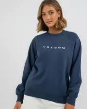 [Volcom] Volcom Women's Get More Ii Crewneck Sweatshirt in Vintage Navy Size 2 2 Vintage Navy