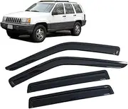 Auto Black Tinted Car Side Window Visor Guard Vent Awnings Shelters Rain Guard Door Ventvisor Compatible with Jeep Grand Cherokee 1993-2020(Compatible with 1993-1998)