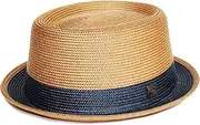 [DASMARCA] Mens Crushable & Packable Telescope Crown Pork Pie Hat - Bobby Tan S