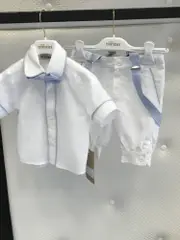 Dolce Bambini - 2 Piece White Shirt and 3/4 Linen Pants Set