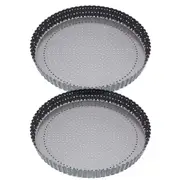 2x Mastercraft Crusty Bake 30cm Loose Base Non-Stick Round Flan Quiche Pan Black