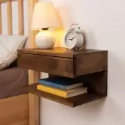 Walnut Colored Floating Nightstand | Wood Bedside Shelf | Floating Nightstand