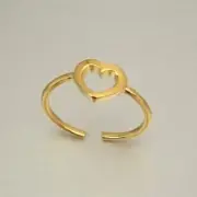 Gold Over Sterling Silver Heart Toe Ring, Silver Ring, Heart Ring