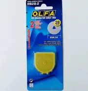 Olfa 28mm rotary cutter blades pack of 2, for patchwork, paper piecing, craft