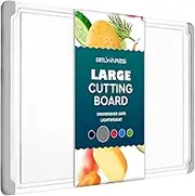 Large Cutting Boards for Kitchen - Dishwasher Safe Non-Slip Cutting Boards with Juice Grooves, Easy Grip Handles - Large and Thick Chopping Board Grey