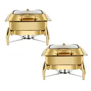 SOGA 2X Gold-Plated Stainless Steel Square Chafing Dish