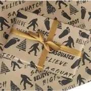 Bigfoot Believe Pattern Sasquatch Gift Wrapping Paper on Kraft - 24"x10' Squatch