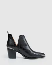[Belle & Bloom] Austin Croc Embossed Ankle Boot - Black