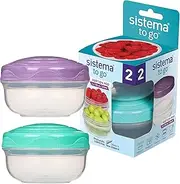 Sistema TO GO PortionPod Food Storage Containers, Small Snack Pots, BPA - Free, Assorted Colours, 2 x 210 ml