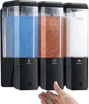 Shampoo and Conditioner Dispenser Wall Mounted, Shower Soap Dispenser No Drill Upadate Easy Slot Install, Shampoo Dispenser for Shower Bathroom Large Capacity 500ml * 3 Chamber Holder Black